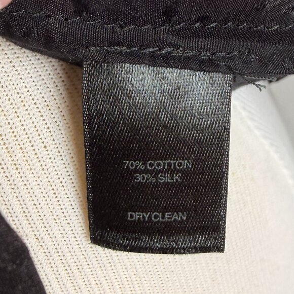 White House Black Market Women's Long Sleeve Button Down Sheer Top | Black | 4 - Picture 9 of 10